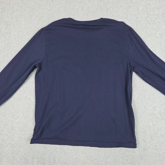 Polo Ralph Lauren Mens Large Navy Blue Long Sleeve T Shirt Red Logo - Picture 6 of 11